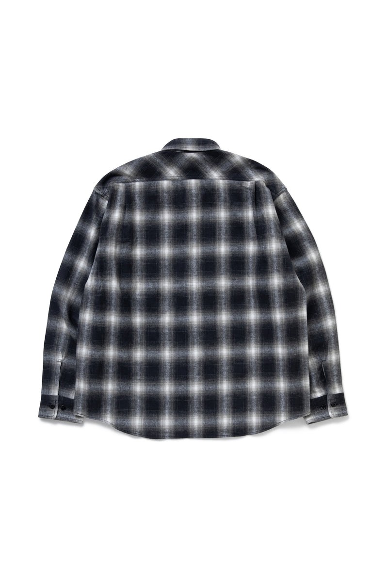 BEDWIN & THE HEARTBREAKERS】L/S OMBRE CHECK SHIRT “EWAN” BLACK – briwn