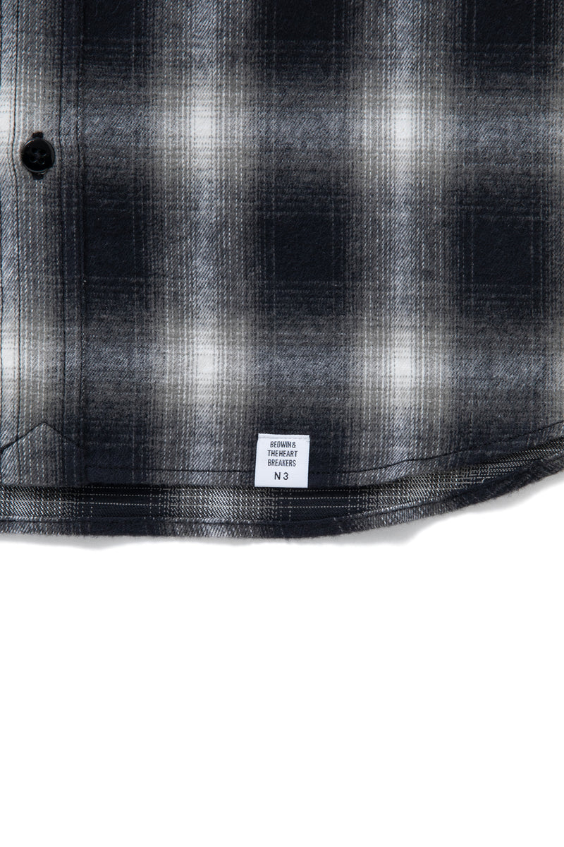 BEDWIN & THE HEARTBREAKERS】L/S OMBRE CHECK SHIRT “EWAN” BLACK – briwn