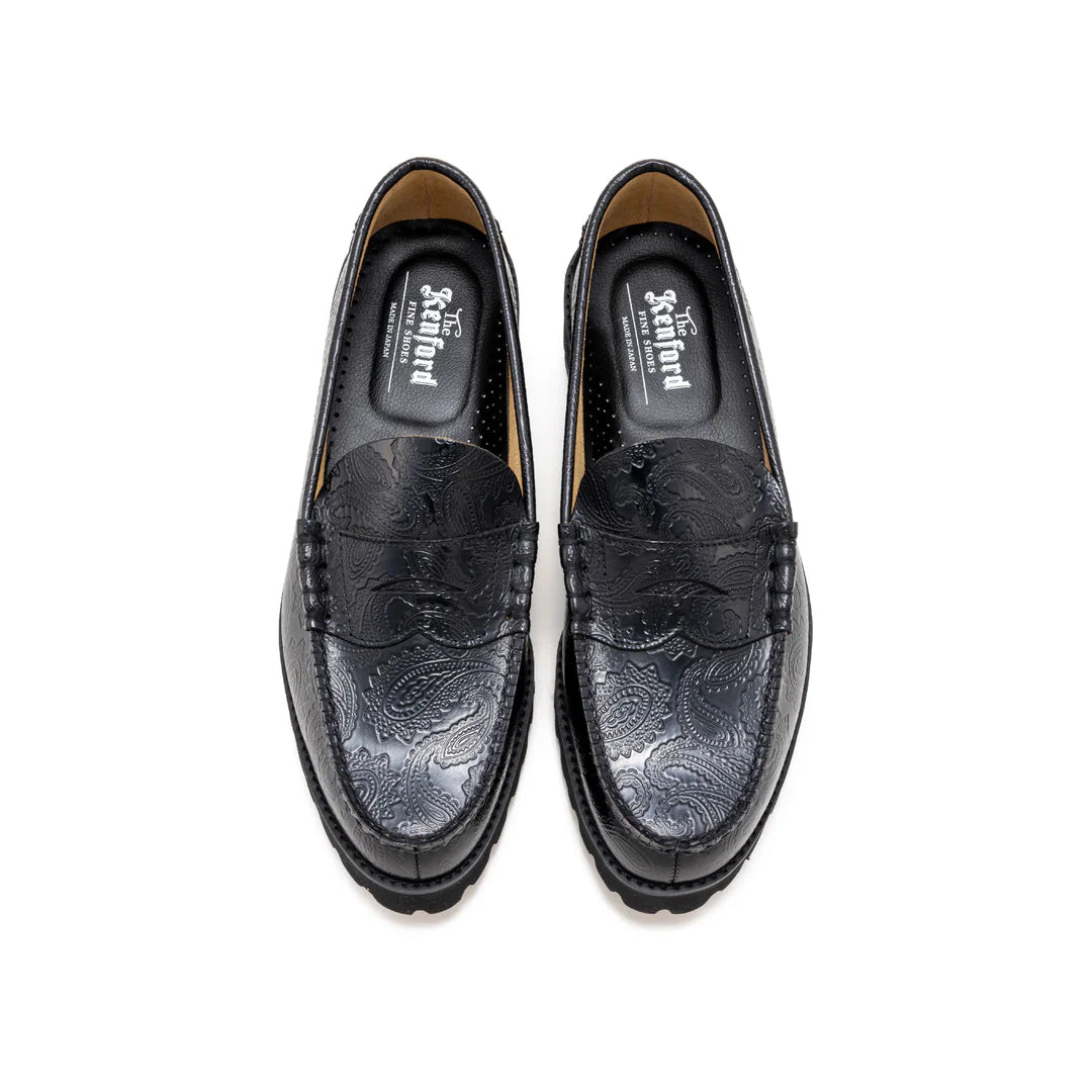 The Kenford Fineshoes】TANK SOLE LOAFERS BLACK PAISLEY – briwn The Kenford Fineshoes】TANK SOLE LOAFERS BLACK PAISLEY – briwn