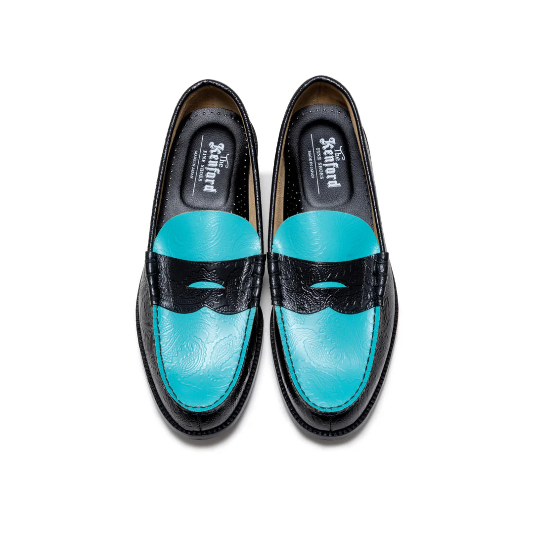 The Kenford Fineshoes】EMBOSSED LOAFERS / BLACK TURQUOISE The Kenford Fineshoes】EMBOSSED LOAFERS / BLACK TURQUOISE