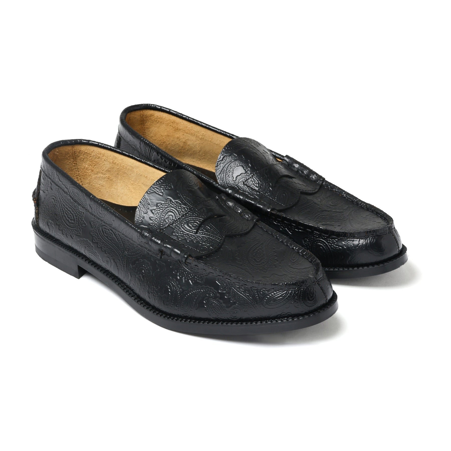 【The Kenford Fineshoes】EMBOSSED LOAFERS Black Paisley