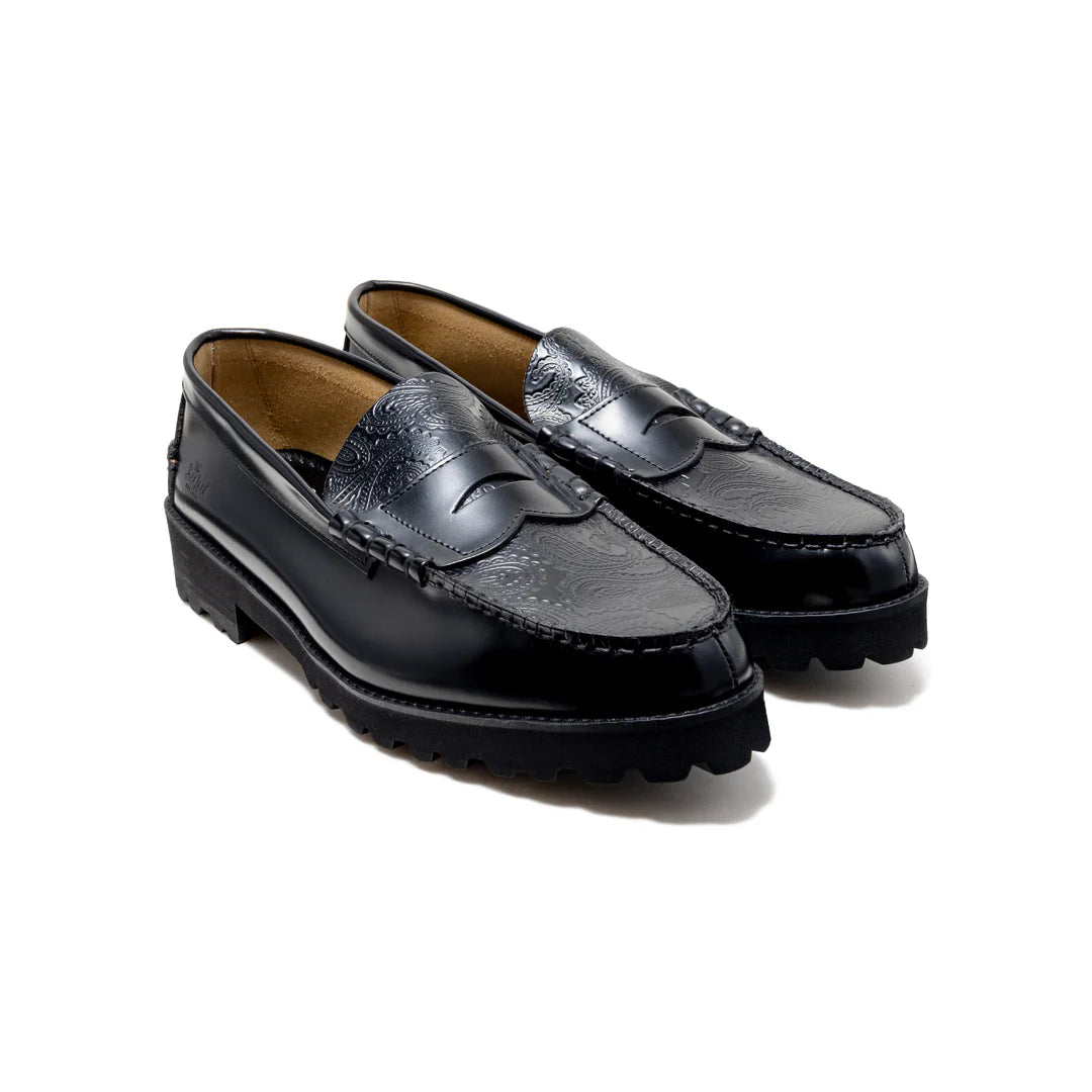 【The Kenford Fineshoes】TANK SOLE LOAFERS BLACK BLACK PAISLEY