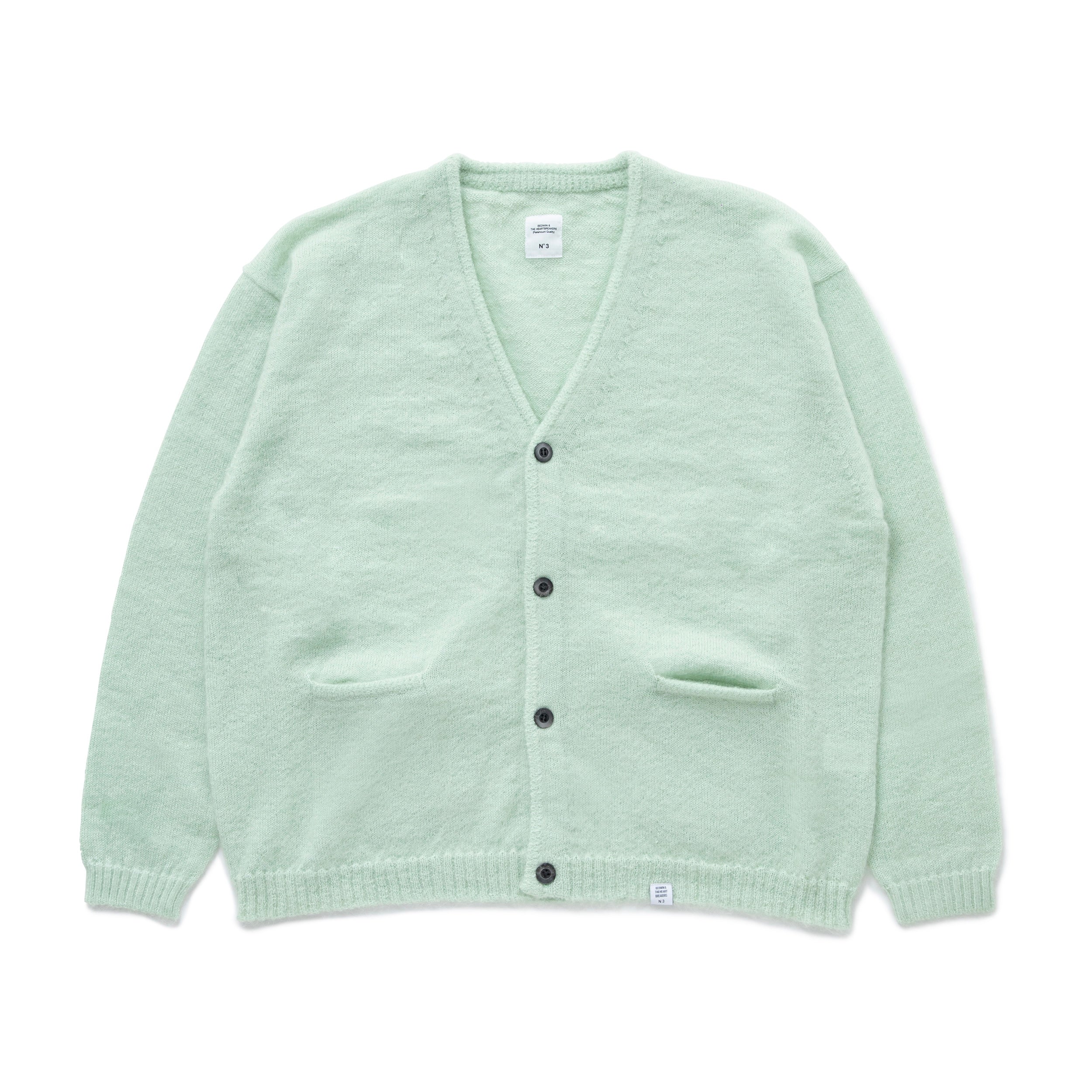 BEDWIN & THE HEARTBREAKERS】L/S MOHAIR CARDIGAN “GODARD” Mint – briwn